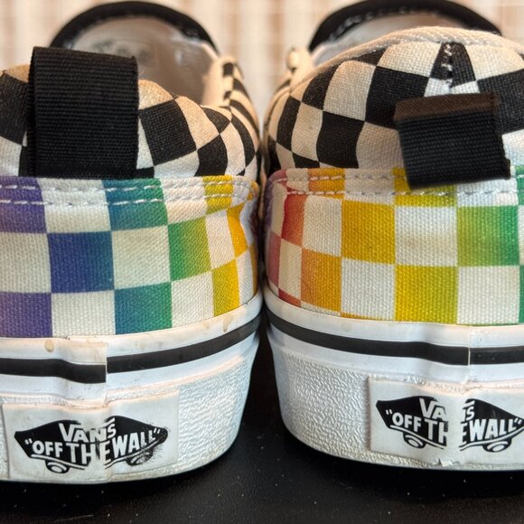 Rainbow Check Vans Slip-On | Youth 5Y Happy Pride Month!  fit ladies 7 - Picture 7 of 8